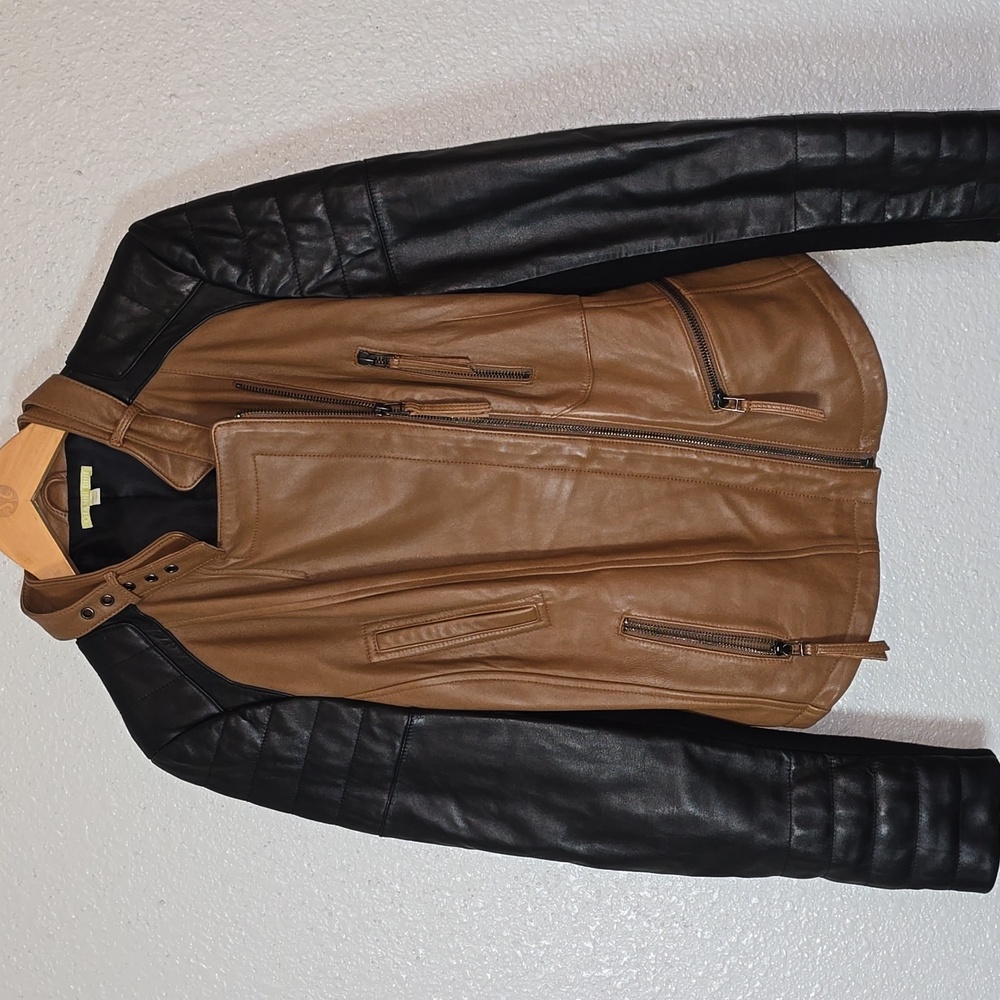 Gianni Bini Brown and Black Leather Jacket